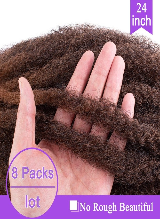 ZRQ 8 Packs Marley Hair 24 Inch Springy Afro Kinky Marley Twist Braiding Hair, Ombre Marley Twist Curly Hair,Brown Curly Twist Marley Hair Extensions (T30#,8 Packs) - Image 3